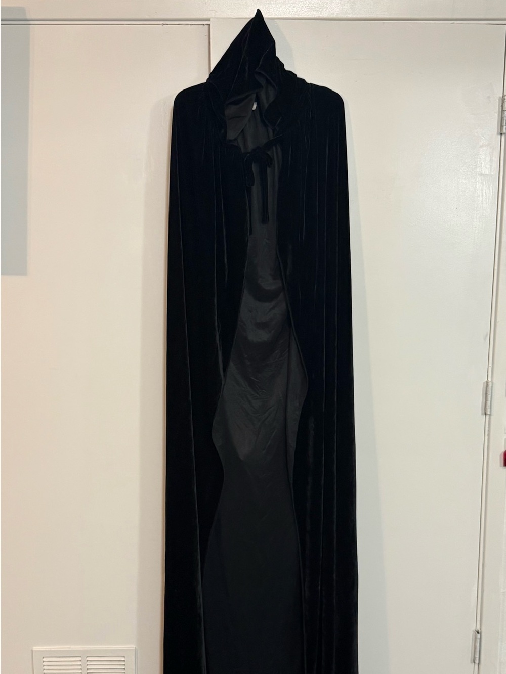 Black Velvet Hooded Cape Coat - Women's Extra Long Hooded Cape